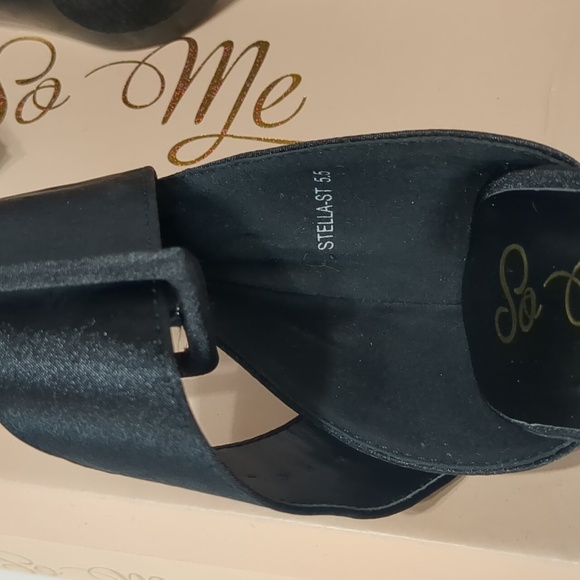 Fashion Nova So Me Heels Black StellaSatin size 5.5 - Picture 8 of 11